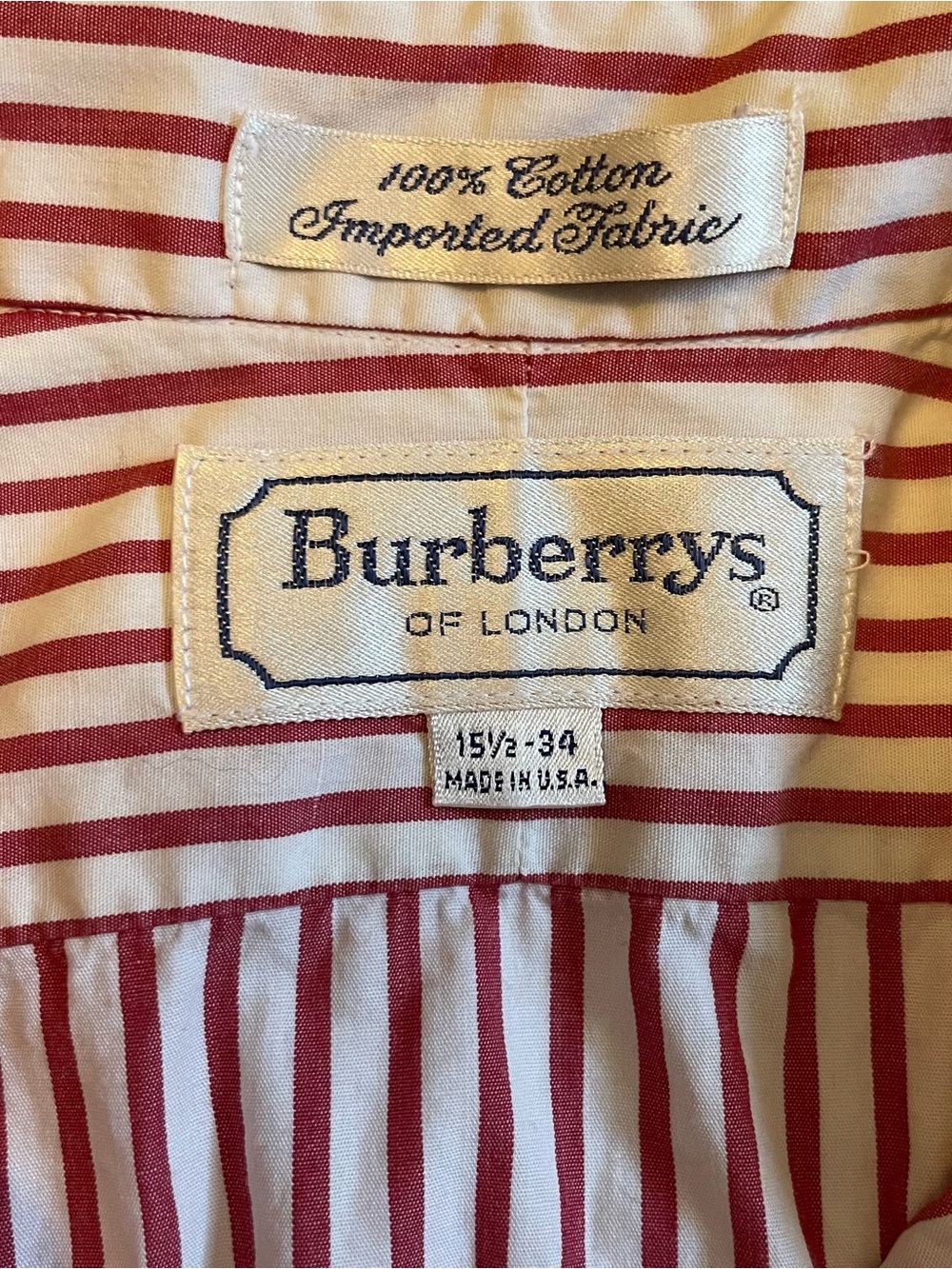 Burberry red and white stripe button up shirt